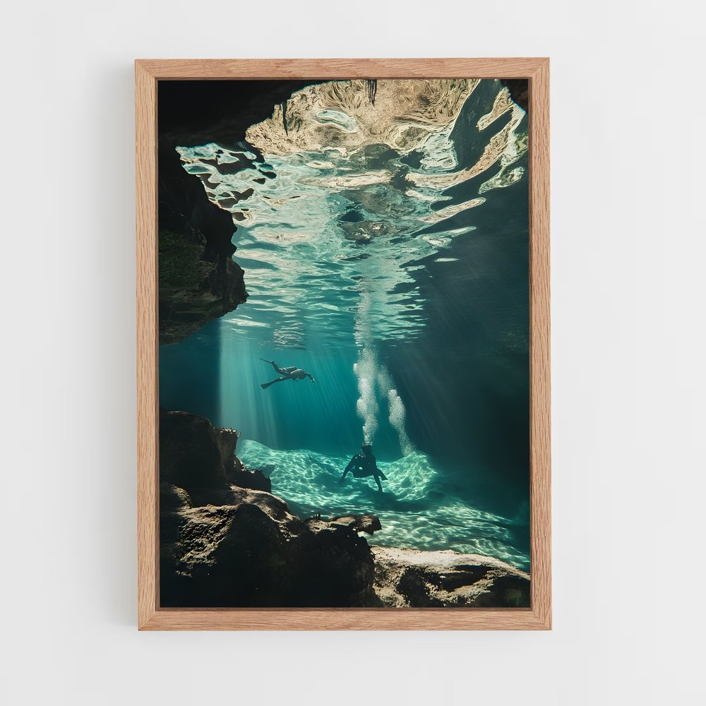 Poster Nager dans les Cenotes – affiche Plongée sous-marine (vue 4)
